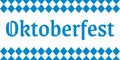 Oktoberfest lettering. German beer festival banner. Bavarian fest logo with checkered white and blue background. Vector